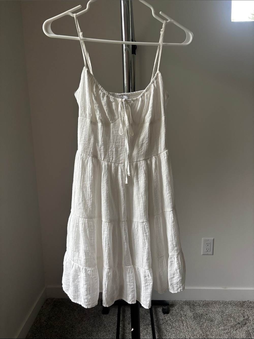 PacSun White Tiered Sundress with Adjustable Straps